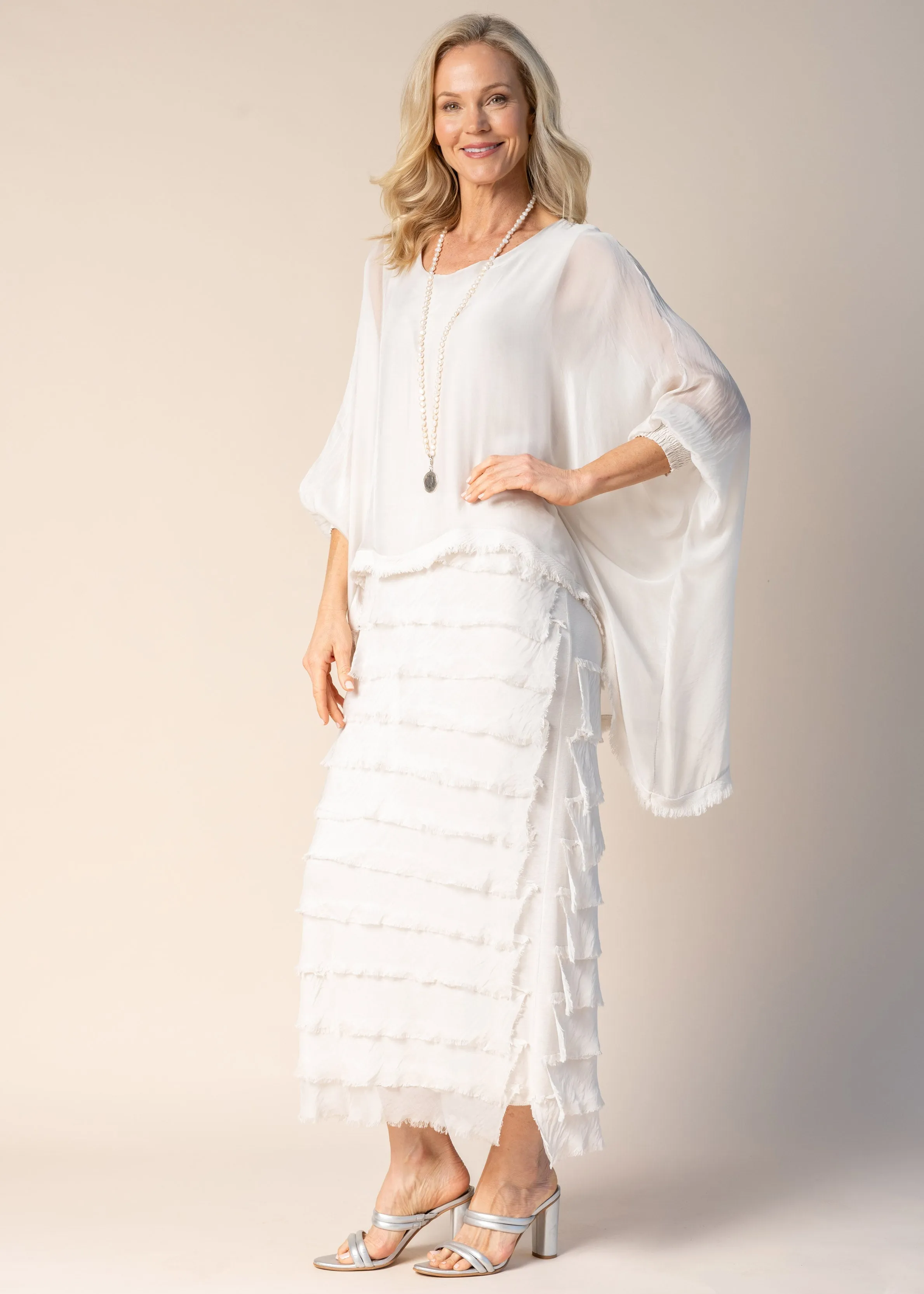 Candie Silk Dress in Latte