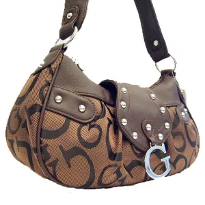canvas G signature satchel bag handbag purse Designer inspired BROWN metal