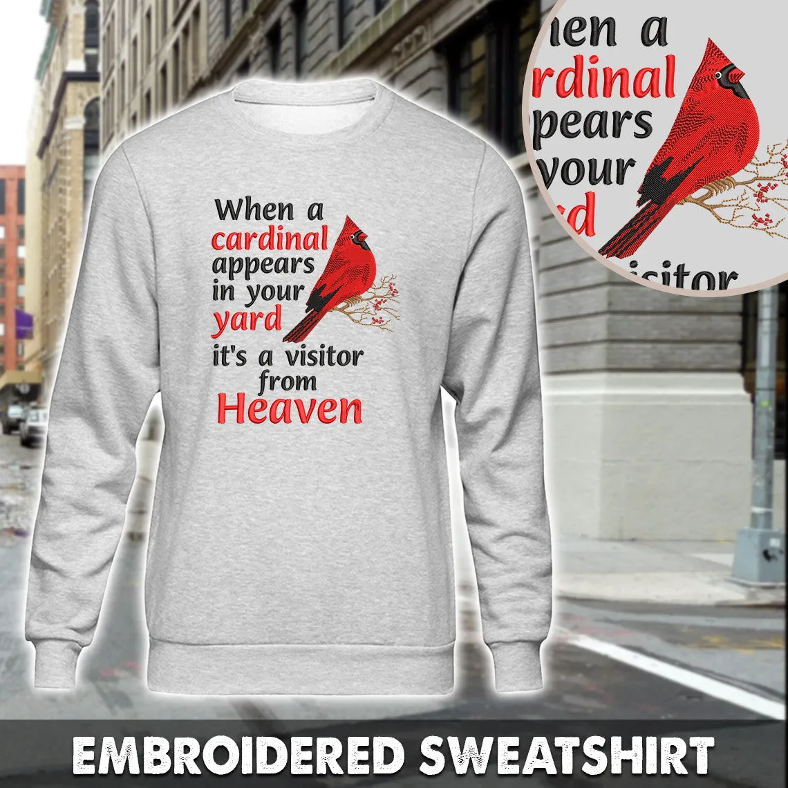 Cardinal Yard Heaven Embroidered Sweatshirt - Embroidered Hoodie