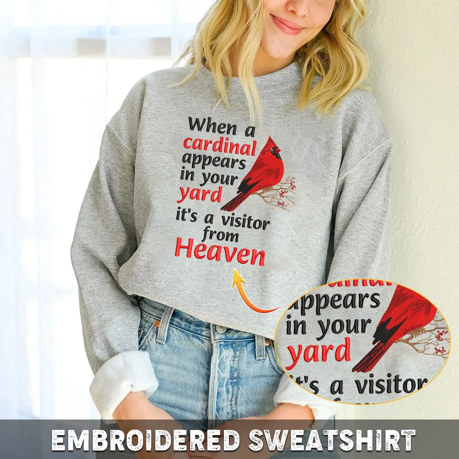 Cardinal Yard Heaven Embroidered Sweatshirt - Embroidered Hoodie