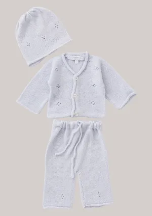 Cashmere Diamond Cardigan 3 Pieces Set in Lilac