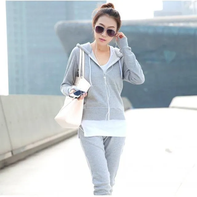 Casual Hoodie   White T-Shirt   Pants (3 Piece Set)