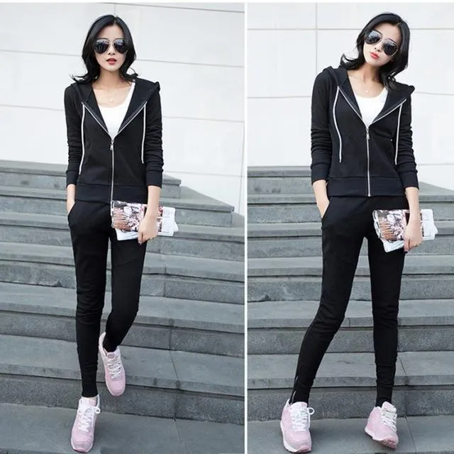 Casual Hoodie   White T-Shirt   Pants (3 Piece Set)
