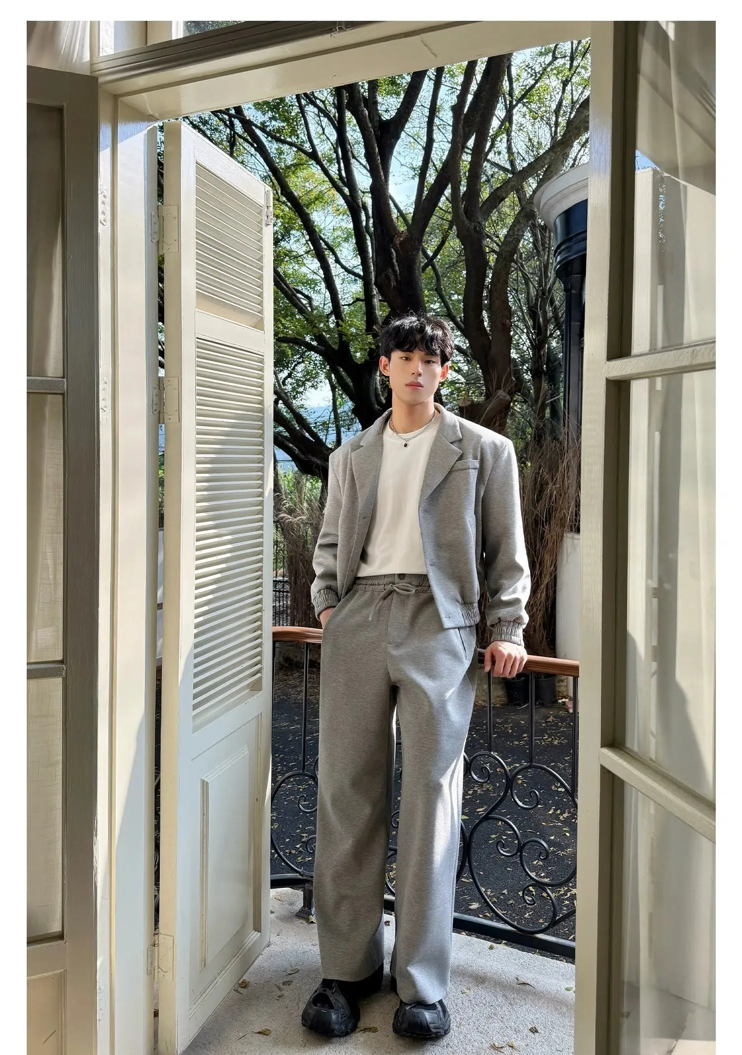 Casual Jacket Drawstring Pants Set