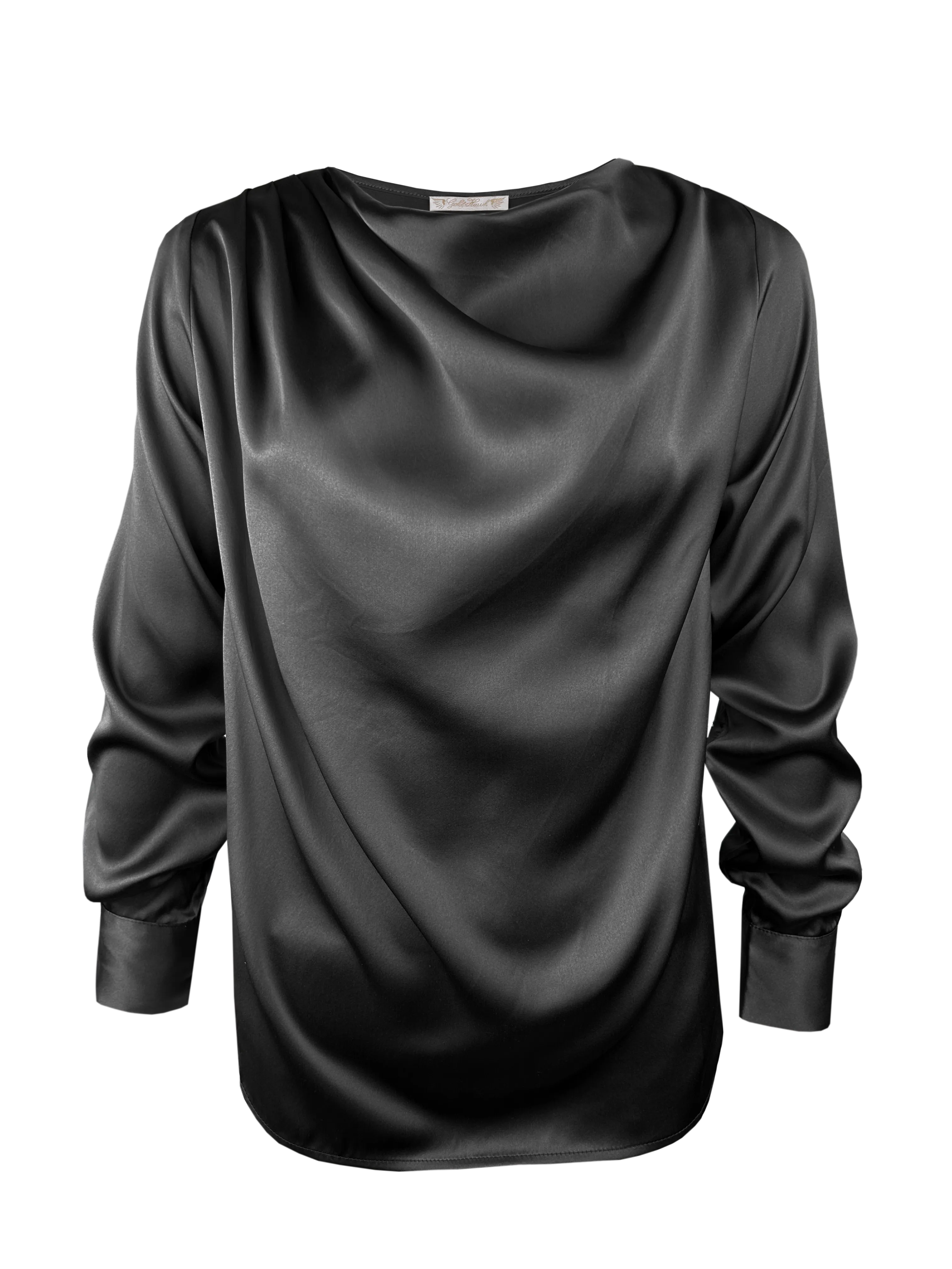 Charlotte Pleated Long Sleeve Top - Black