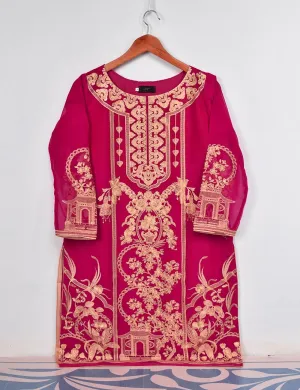 Chiffon Embroidered Stitched Kurti - Erica (TIE-09A-AtishiPink)