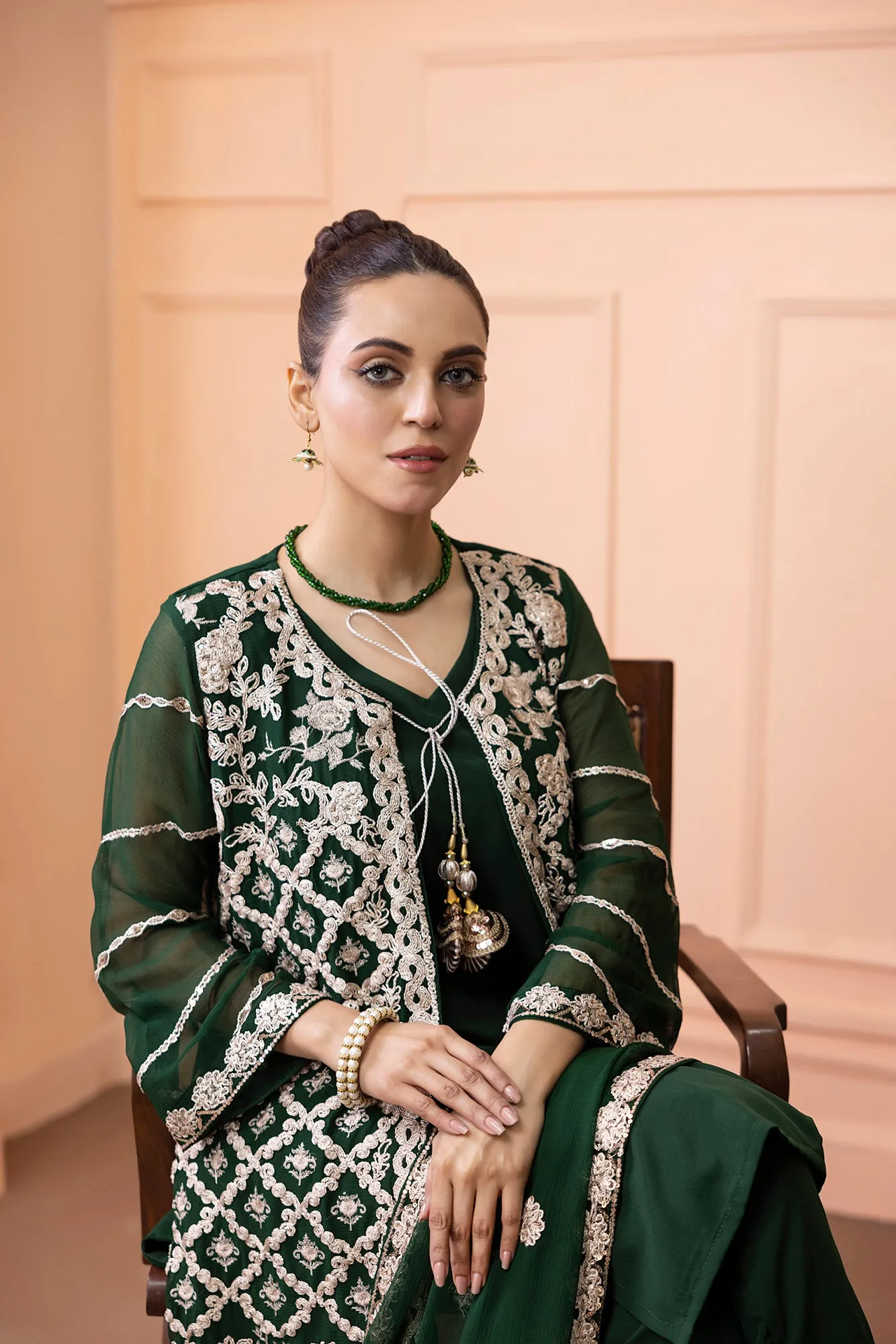 Classic Kai-Green Embroidered stitched 3-piece