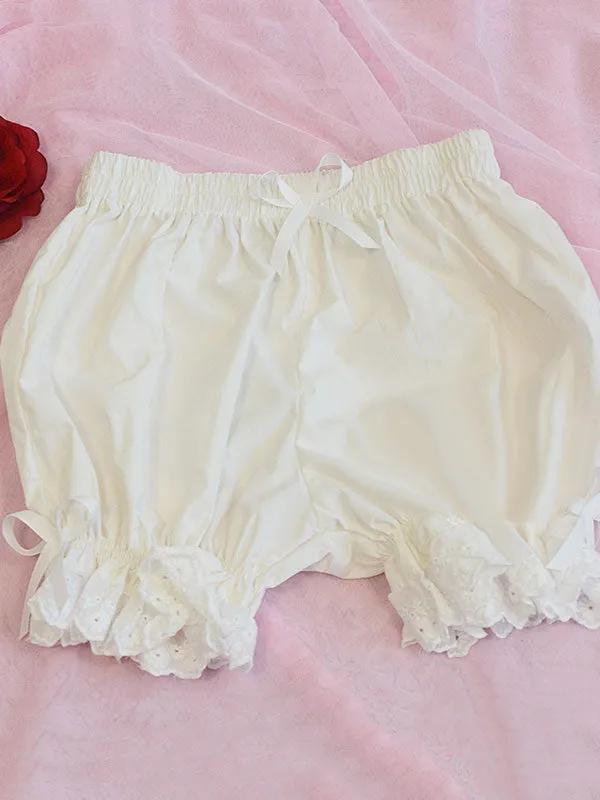 Classic Lolita Bloomers Bows Pleated Black Lolita Shorts