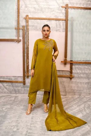 Classic Mehndi Embroidered stitched 3-piece