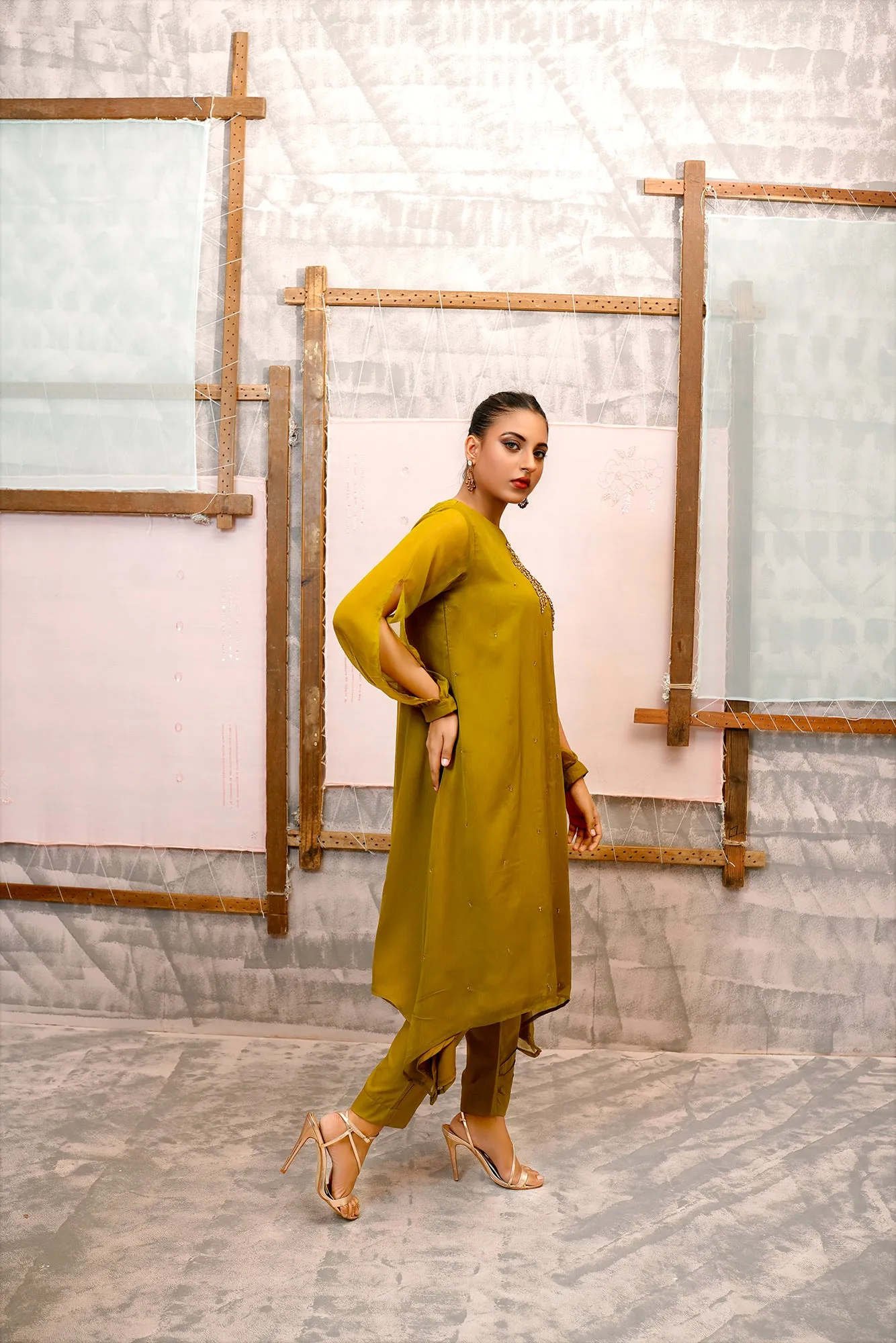 Classic Mehndi Embroidered stitched 3-piece
