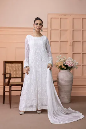 Classic White Embroidered stitched 3-piece