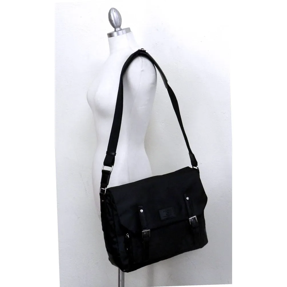 Color Block black Canvas School form Messenger bag IPad Laptop marsea pockets