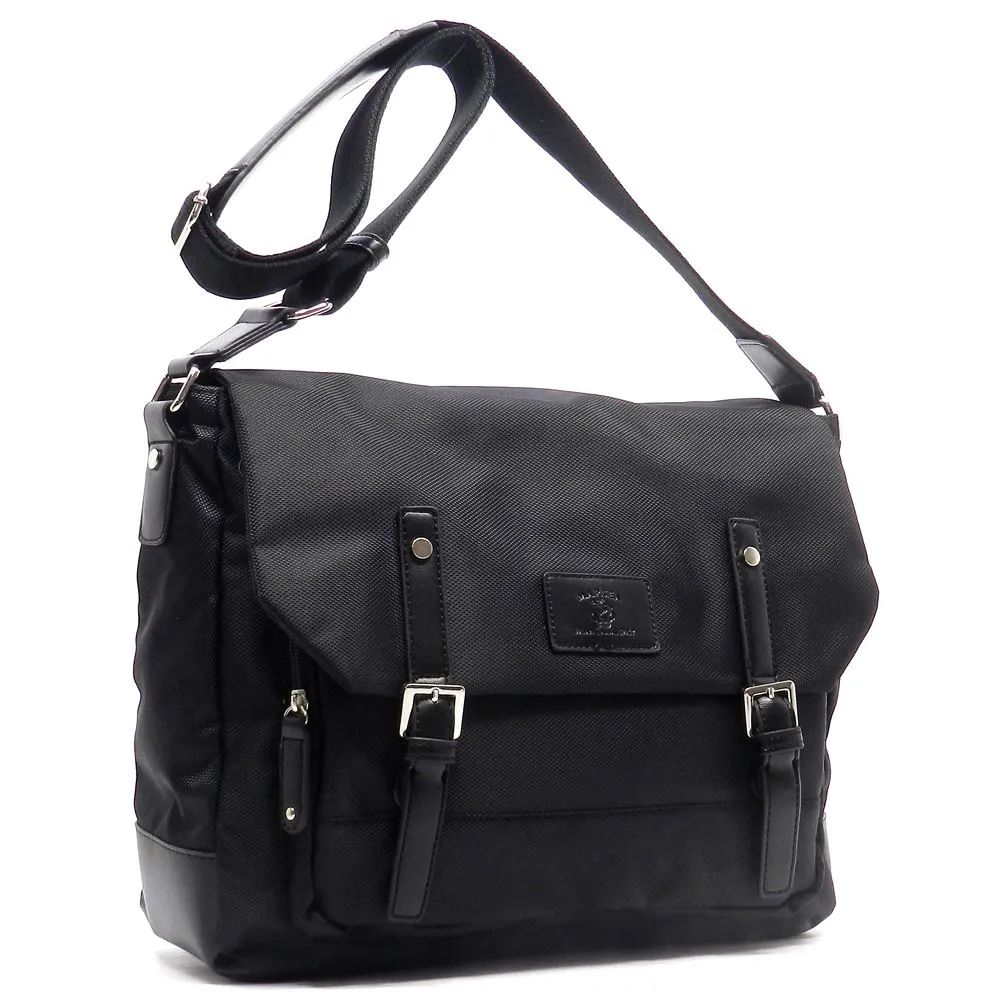 Color Block black Canvas School form Messenger bag IPad Laptop marsea pockets