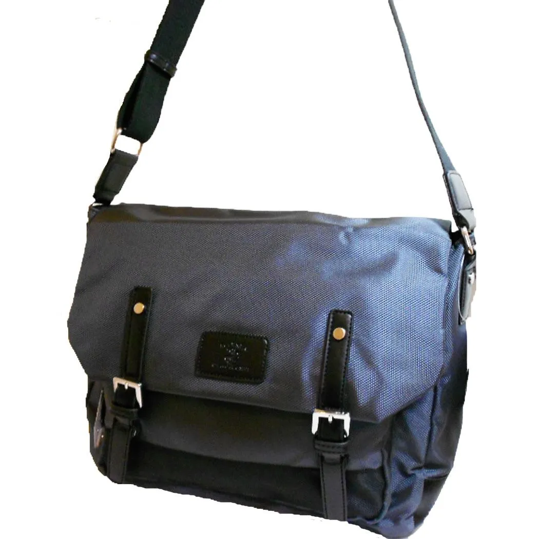 Color Block black Canvas School form Messenger bag IPad Laptop marsea pockets