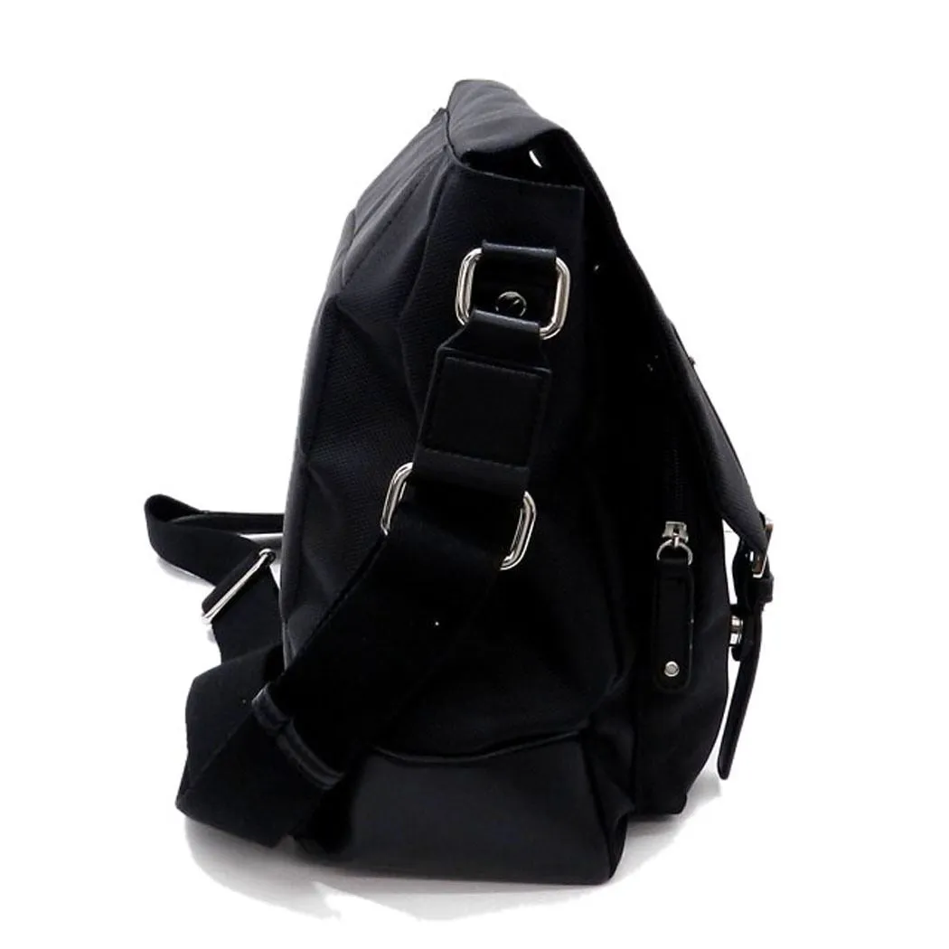 Color Block black Canvas School form Messenger bag IPad Laptop marsea pockets