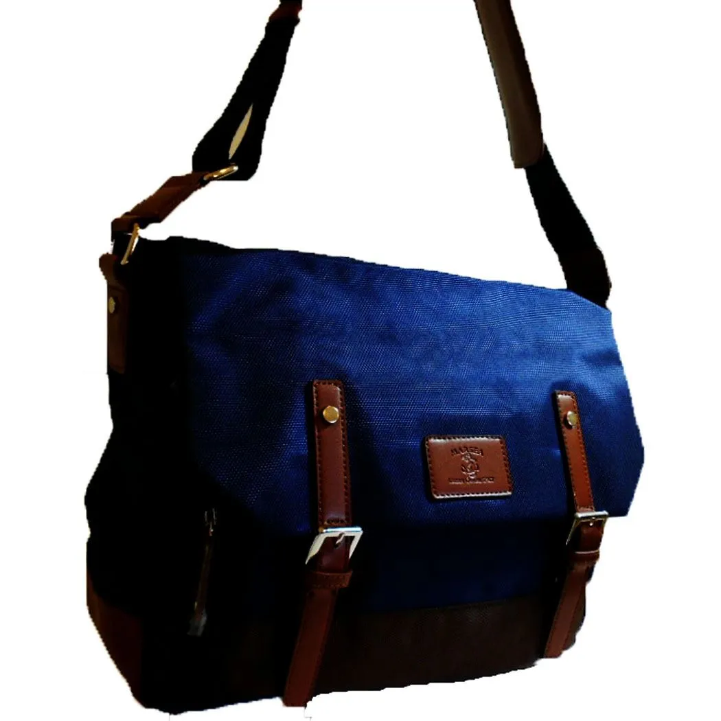 Color Block black Canvas School form Messenger bag IPad Laptop marsea pockets