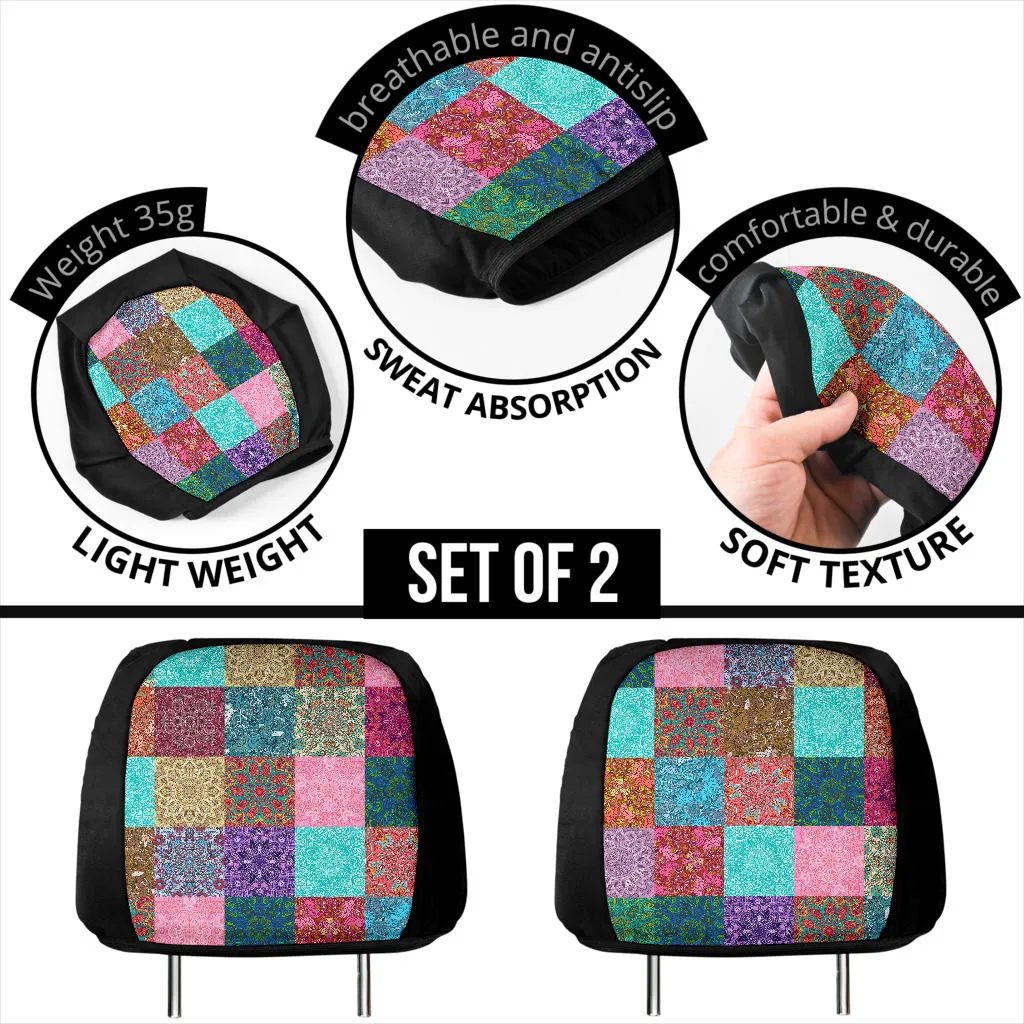 Colorful Patchwork Car Headrest Covers