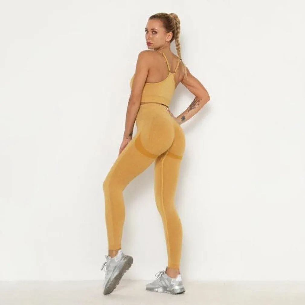 ContiNent 33 Women's Sets Skinny Tracksuit Breathable Bra Long Sleeve Top Seamless Outfits High Waist Push Up Leggings Gym Clothes Sport Suit