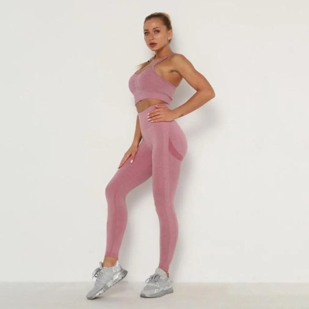 ContiNent 33 Women's Sets Skinny Tracksuit Breathable Bra Long Sleeve Top Seamless Outfits High Waist Push Up Leggings Gym Clothes Sport Suit