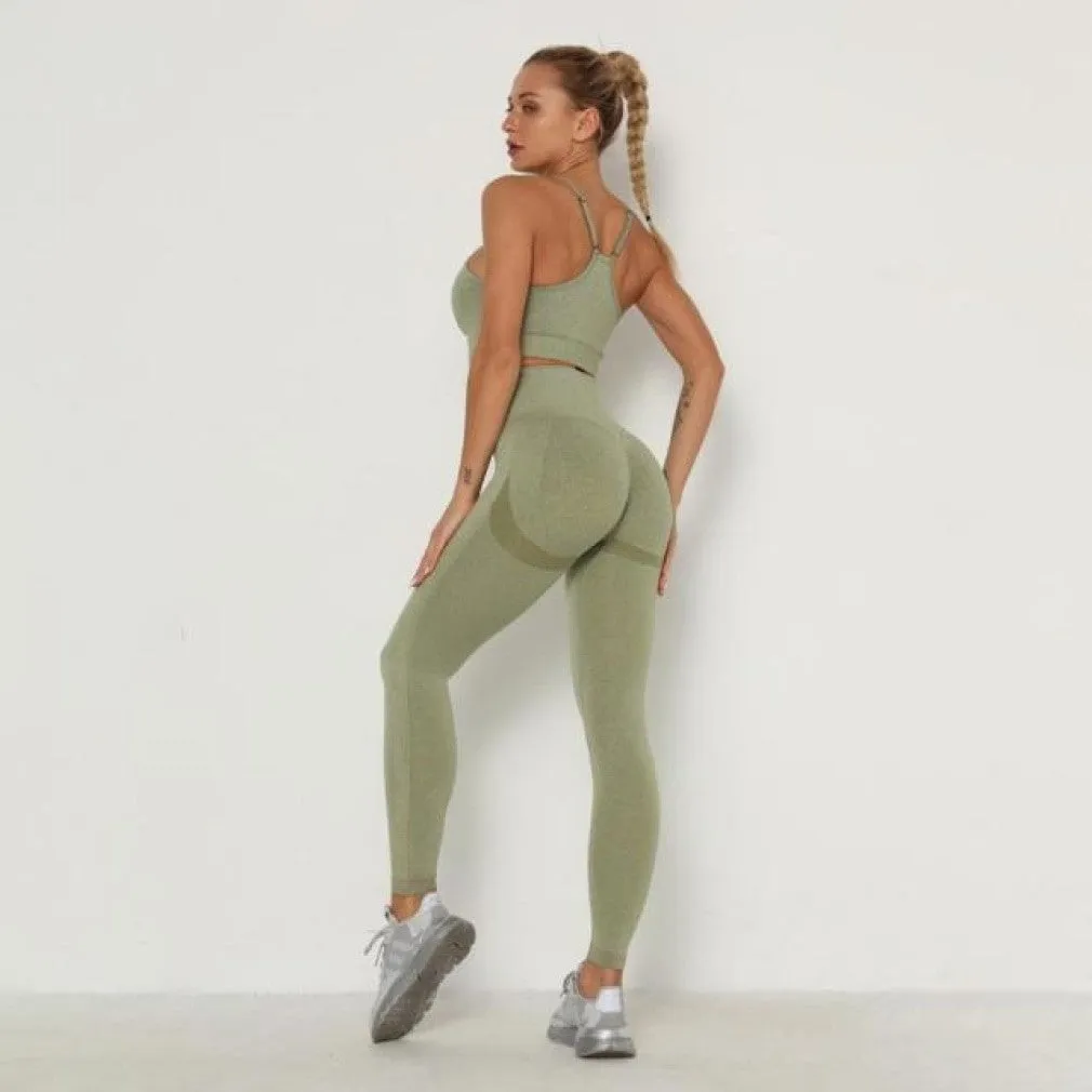 ContiNent 33 Women's Sets Skinny Tracksuit Breathable Bra Long Sleeve Top Seamless Outfits High Waist Push Up Leggings Gym Clothes Sport Suit