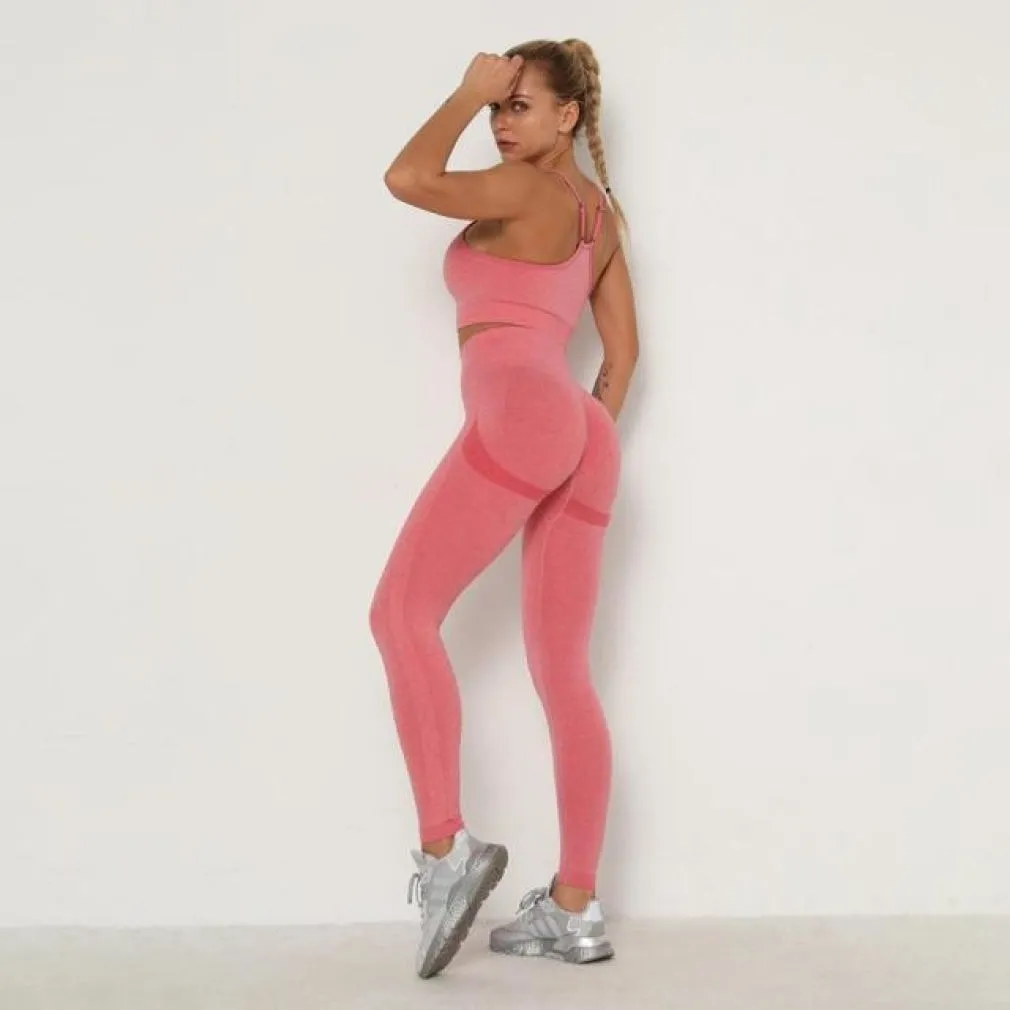 ContiNent 33 Women's Sets Skinny Tracksuit Breathable Bra Long Sleeve Top Seamless Outfits High Waist Push Up Leggings Gym Clothes Sport Suit