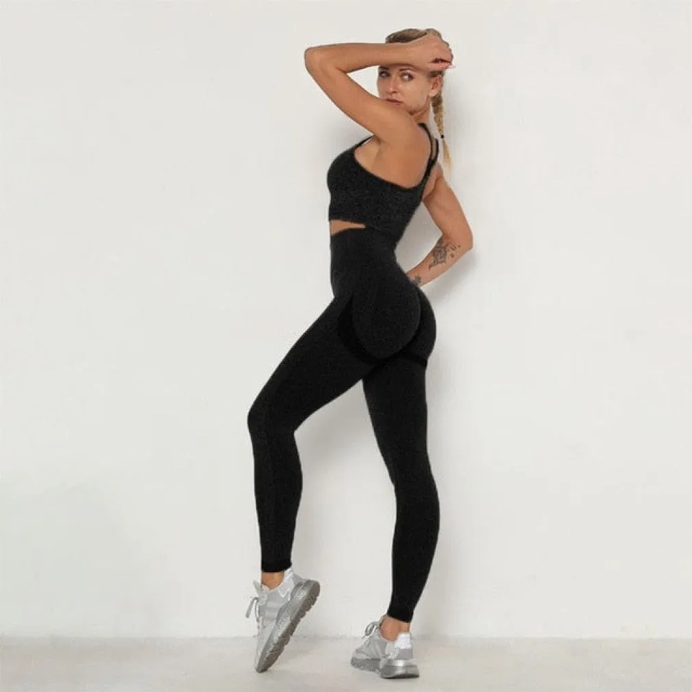 ContiNent 33 Women's Sets Skinny Tracksuit Breathable Bra Long Sleeve Top Seamless Outfits High Waist Push Up Leggings Gym Clothes Sport Suit