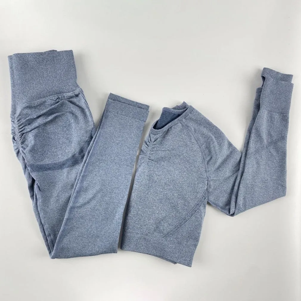 ContiNent 33 Women's Sets Skinny Tracksuit Breathable Bra Long Sleeve Top Seamless Outfits High Waist Push Up Leggings Gym Clothes Sport Suit