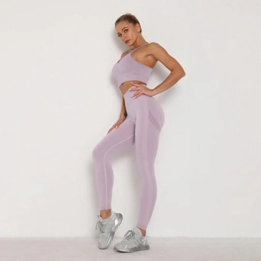 ContiNent 33 Women's Sets Skinny Tracksuit Breathable Bra Long Sleeve Top Seamless Outfits High Waist Push Up Leggings Gym Clothes Sport Suit