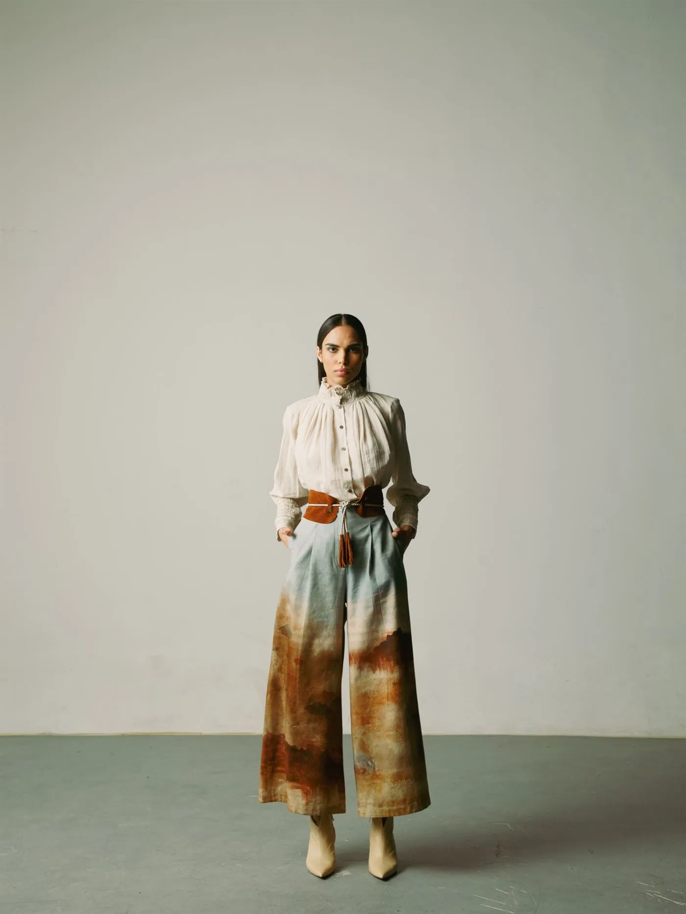 CORD   I   Rome Wide Leg Pants Bottom Cotton Blotch Print  W21-WLP-BLP