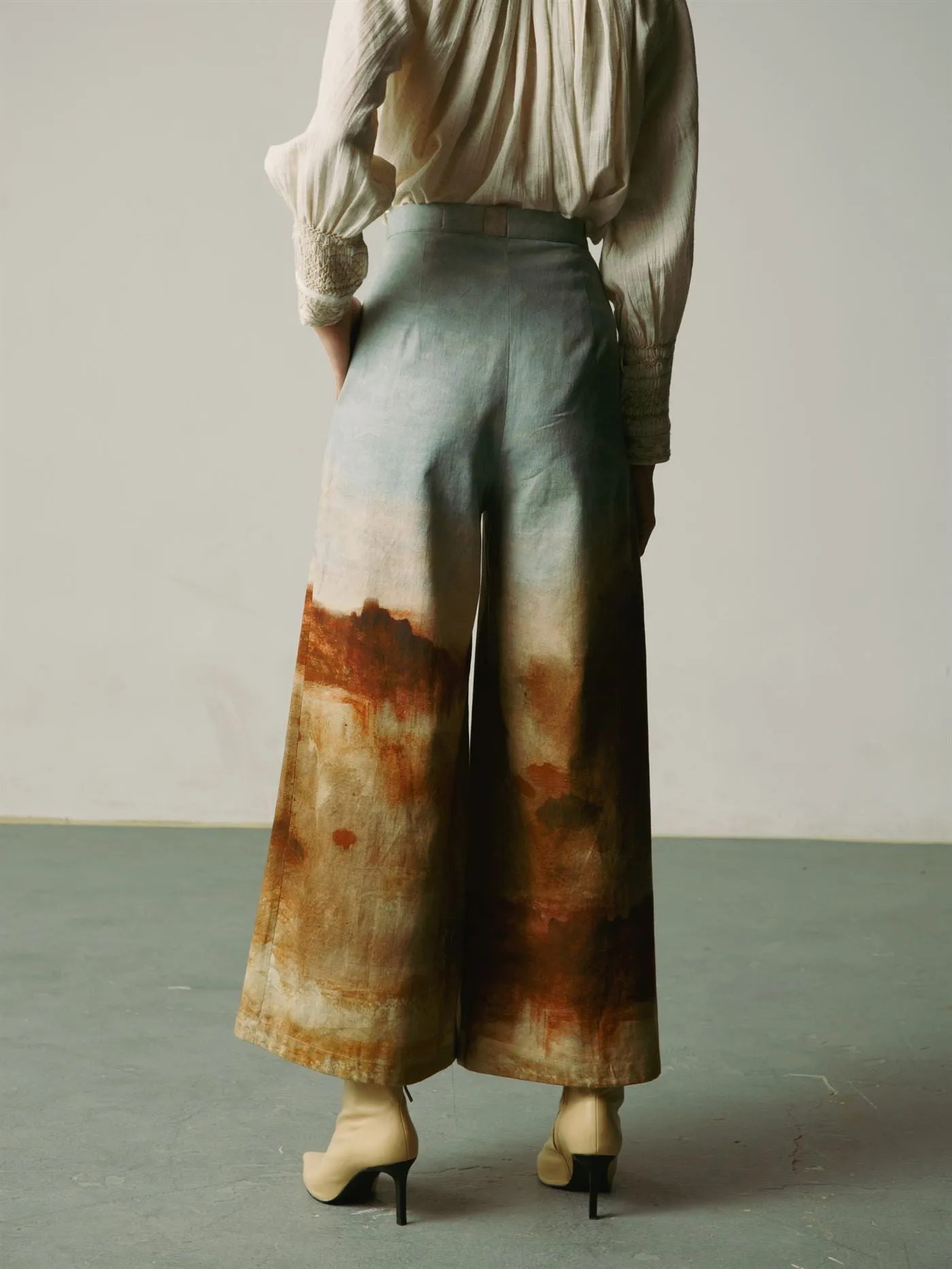 CORD   I   Rome Wide Leg Pants Bottom Cotton Blotch Print  W21-WLP-BLP
