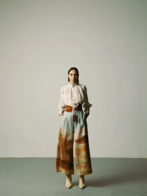 CORD   I   Rome Wide Leg Pants Bottom Cotton Blotch Print  W21-WLP-BLP