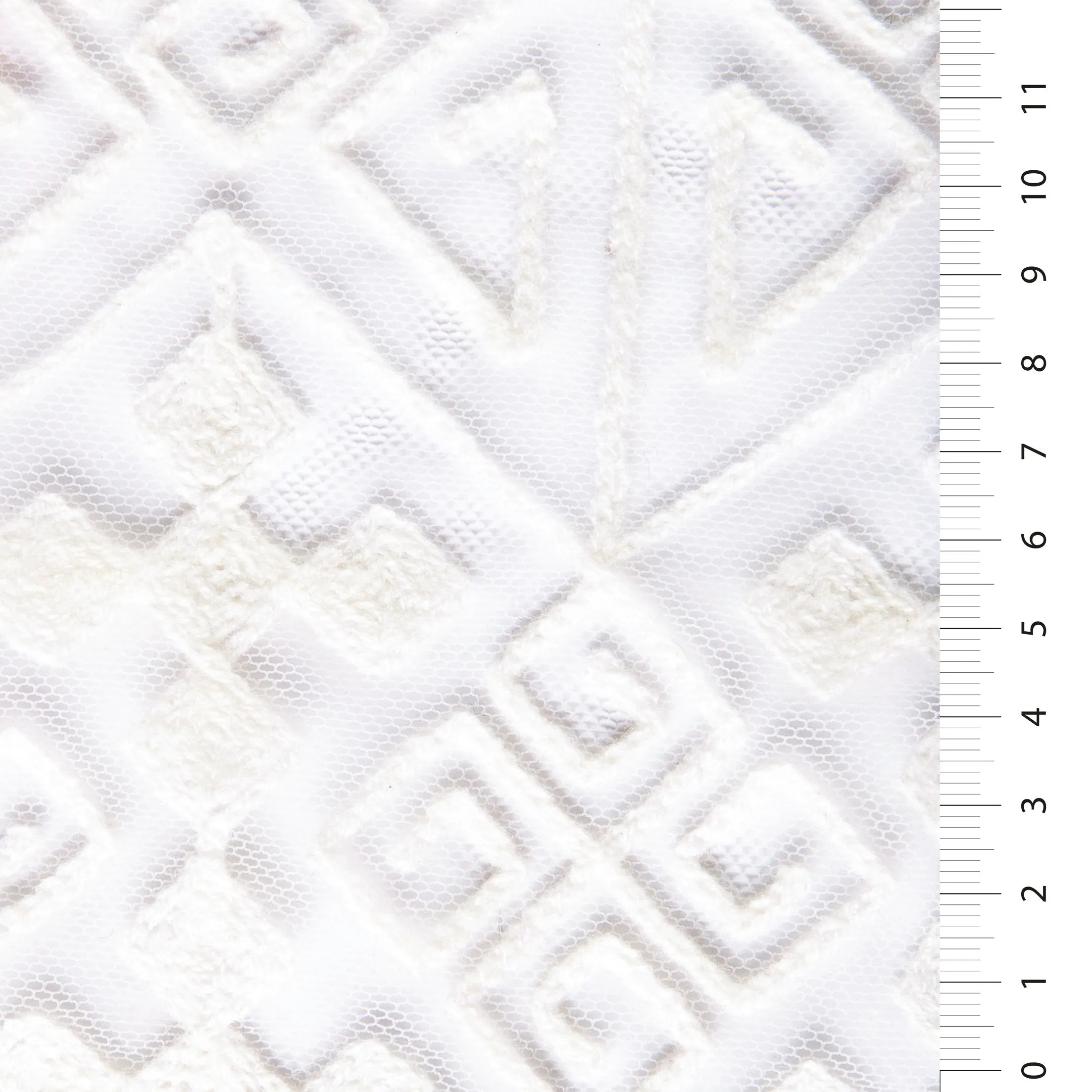Corded Cotton Embroidery Knitted Tulle Fabric with Aztec Design