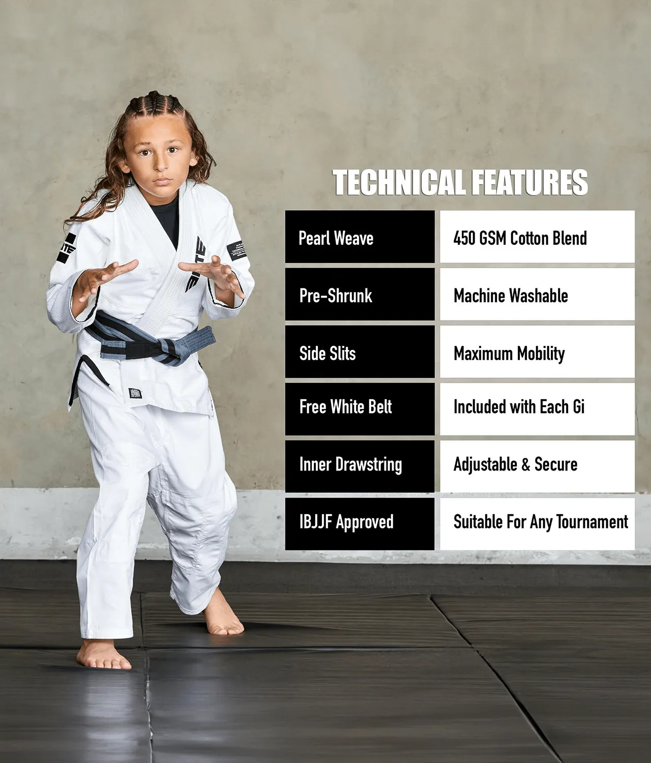Core White Brazilian Jiu Jitsu Kids BJJ Gi