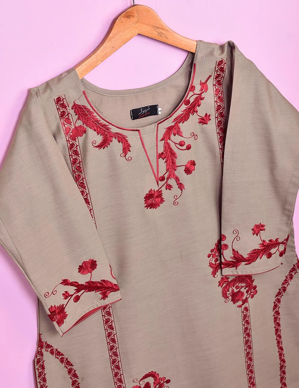 Cotton Embroidered Stitched Kurti - Relic (TS-040A-Grey)