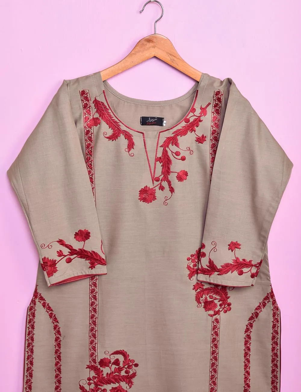 Cotton Embroidered Stitched Kurti - Relic (TS-040A-Grey)