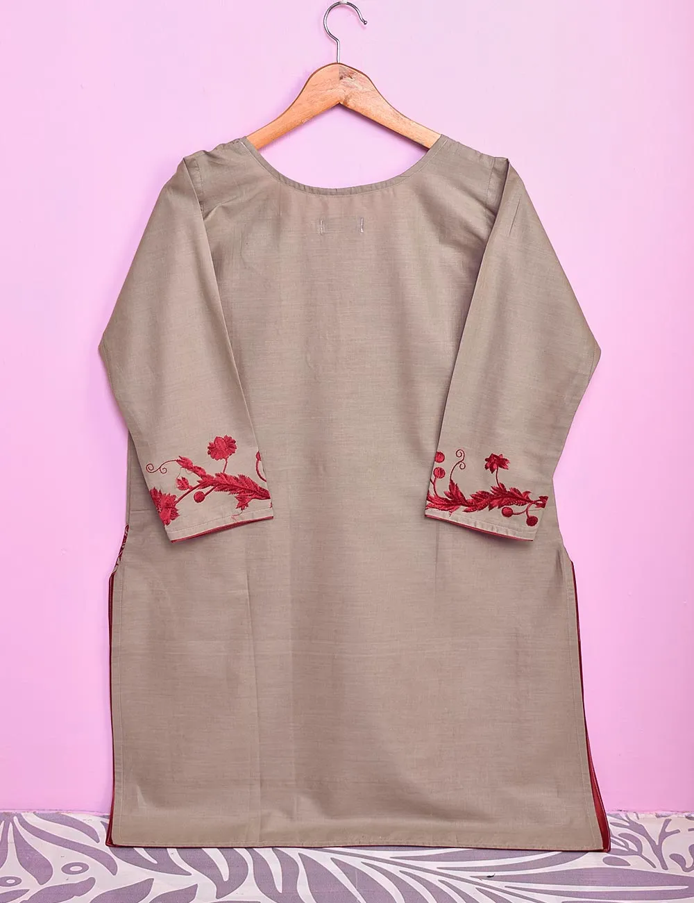 Cotton Embroidered Stitched Kurti - Relic (TS-040A-Grey)