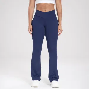 Cross Waist Side Pocket Leisure Sports Bell-bottom Pants Slim Fit Yoga Pants Women