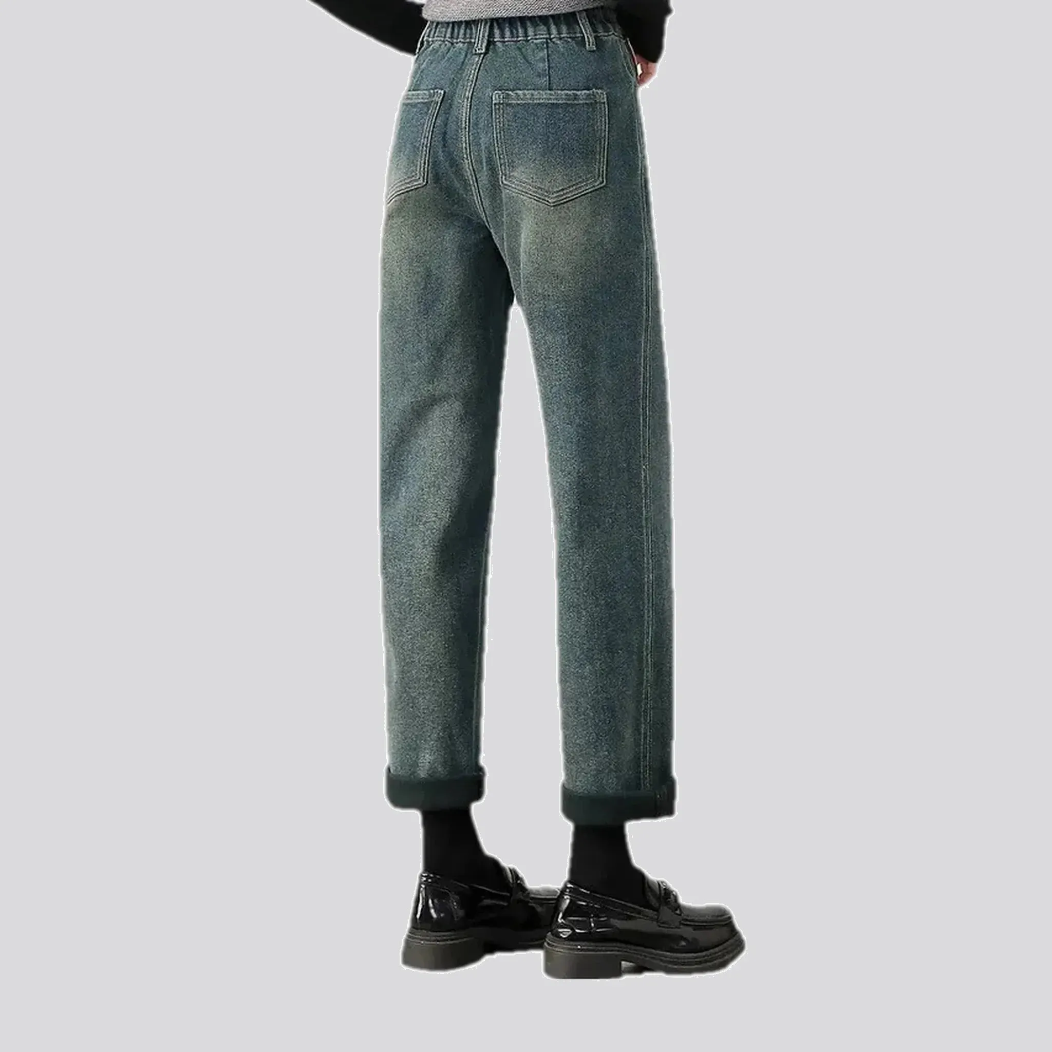 Cuffed and elastic jeans for women