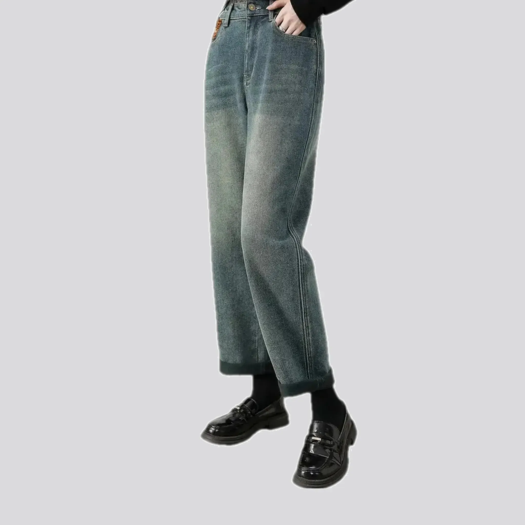Cuffed and elastic jeans for women