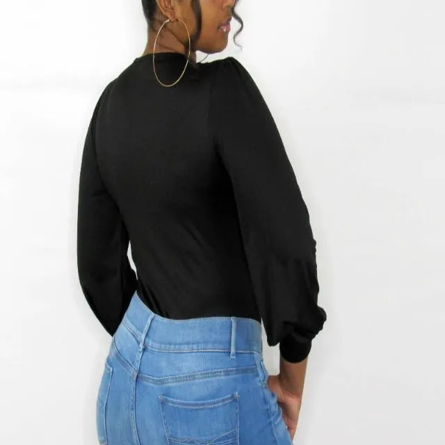 Danielle V-neck Bodysuit Black (Plus)