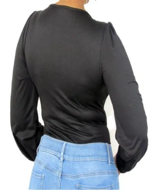Danielle V-neck Bodysuit Black (Plus)