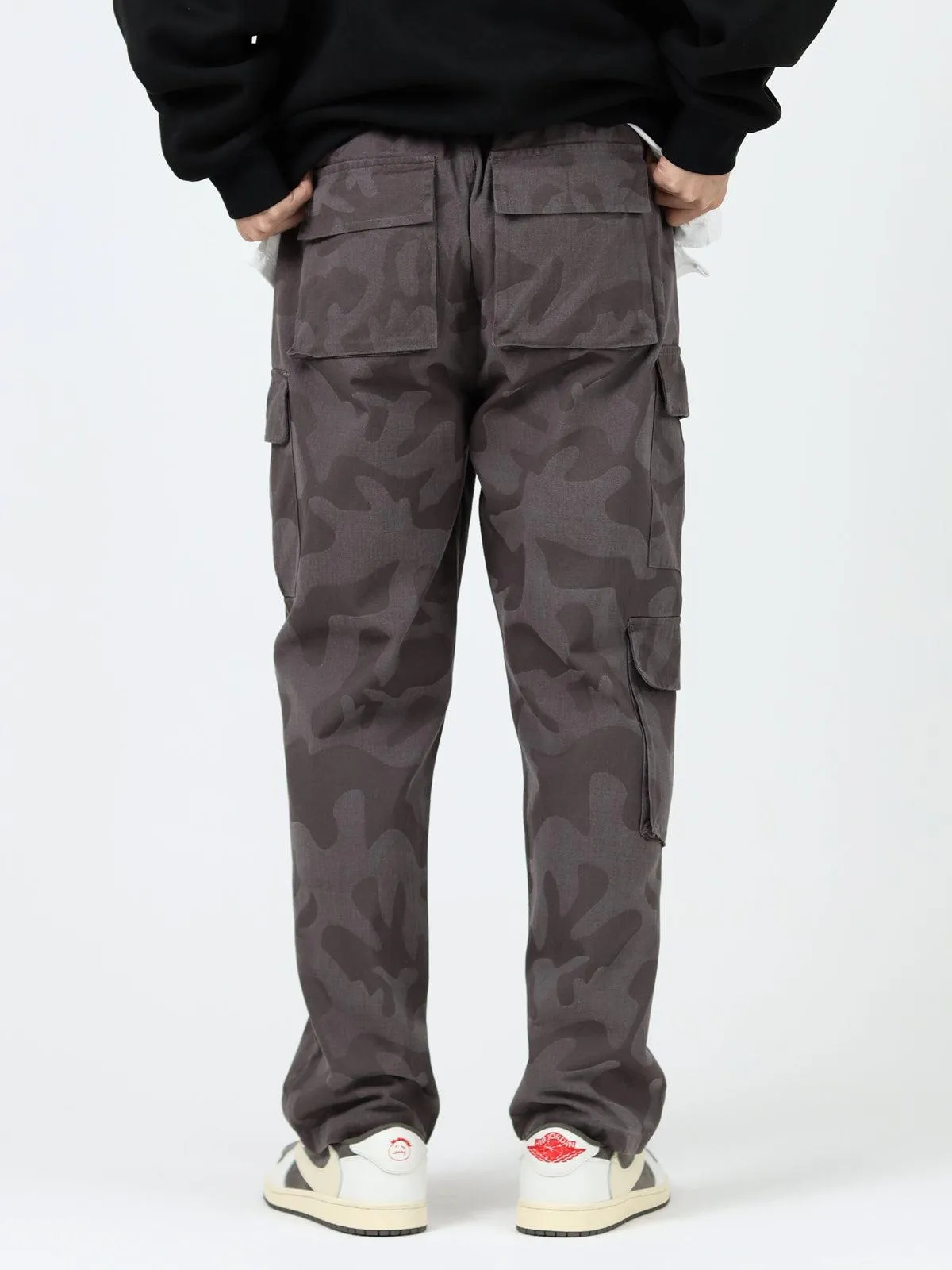 Dark Camouflage Cargo Drawstring Pants