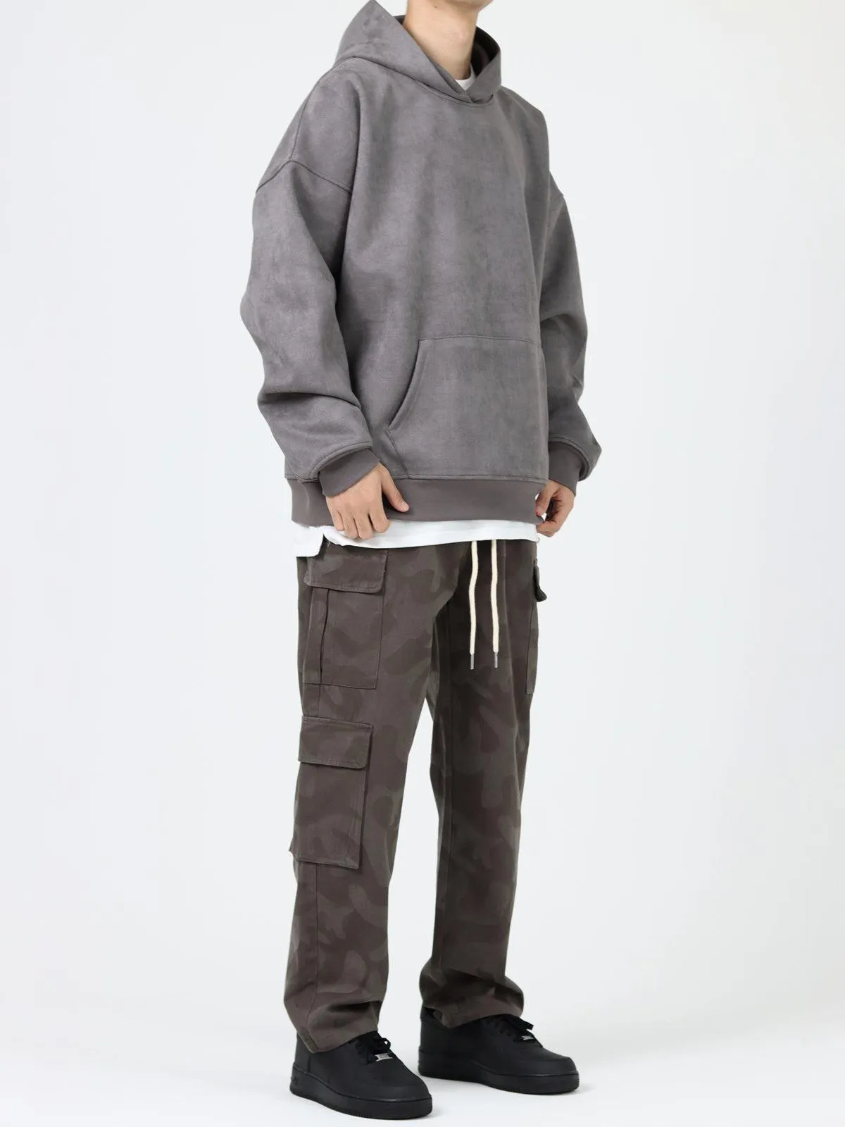 Dark Camouflage Cargo Drawstring Pants