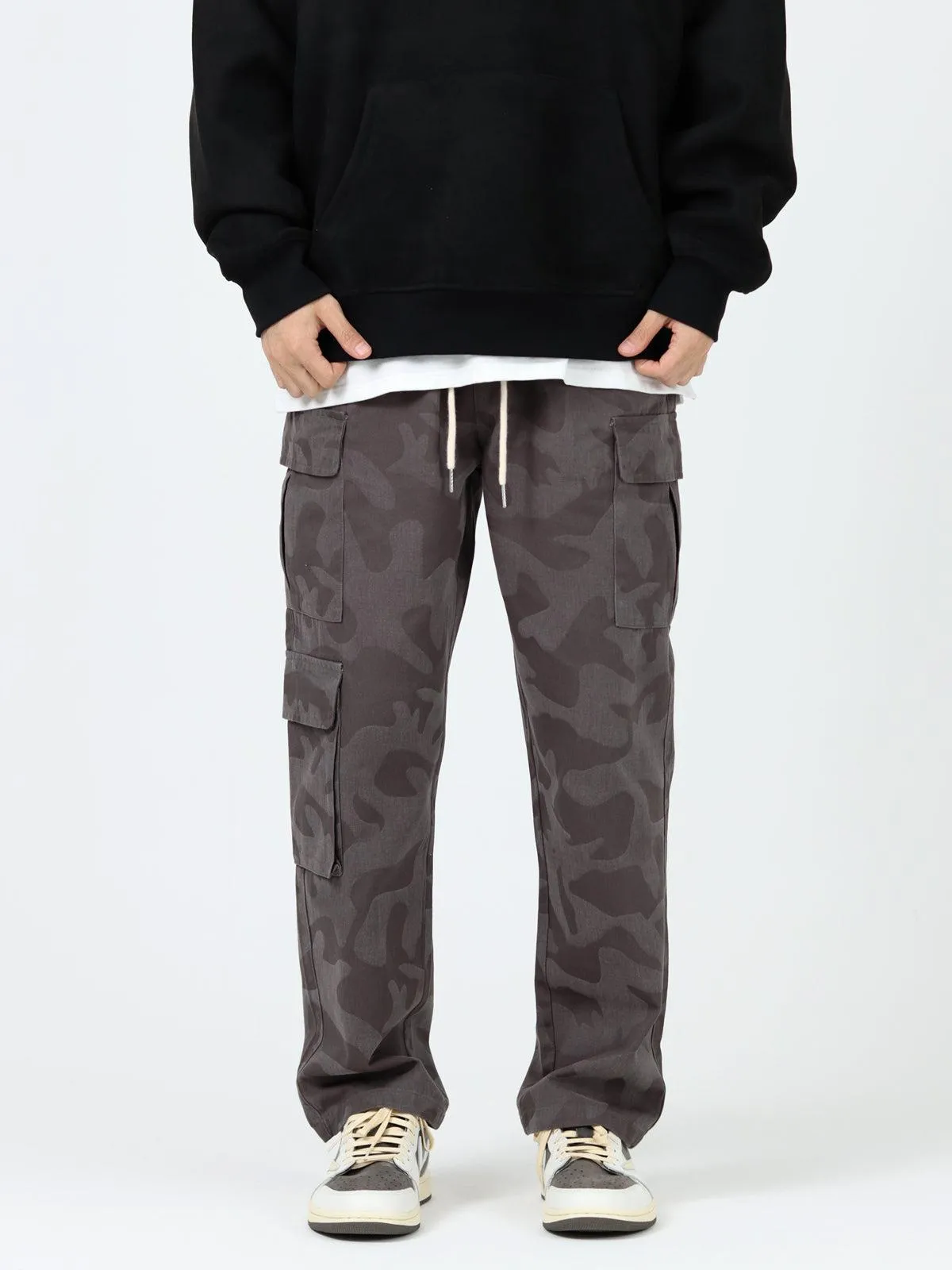 Dark Camouflage Cargo Drawstring Pants