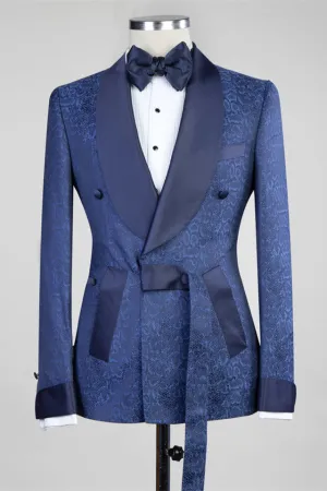 Dark Navy Slim Fit Double Breasted Fashion Men Suits for Wedding