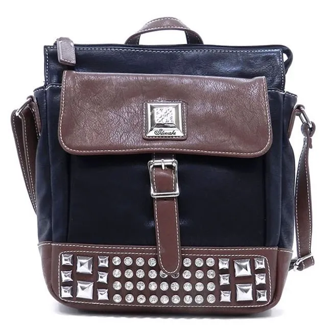 Designer Color Block Cross-body Pockets rhinestone Studs L crossover Messenger B