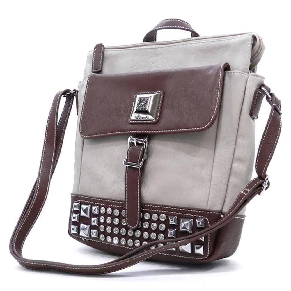 Designer Color Block Cross-body Pockets rhinestone Studs L crossover Messenger B