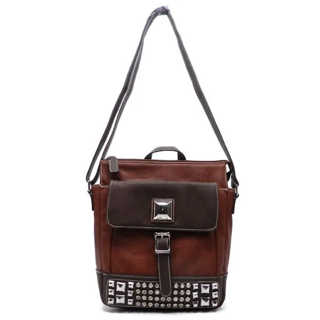 Designer Color Block Cross-body Pockets rhinestone Studs L crossover Messenger B