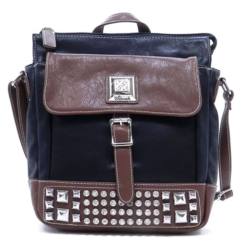 Designer Color Block Cross-body Pockets rhinestone Studs L crossover Messenger B