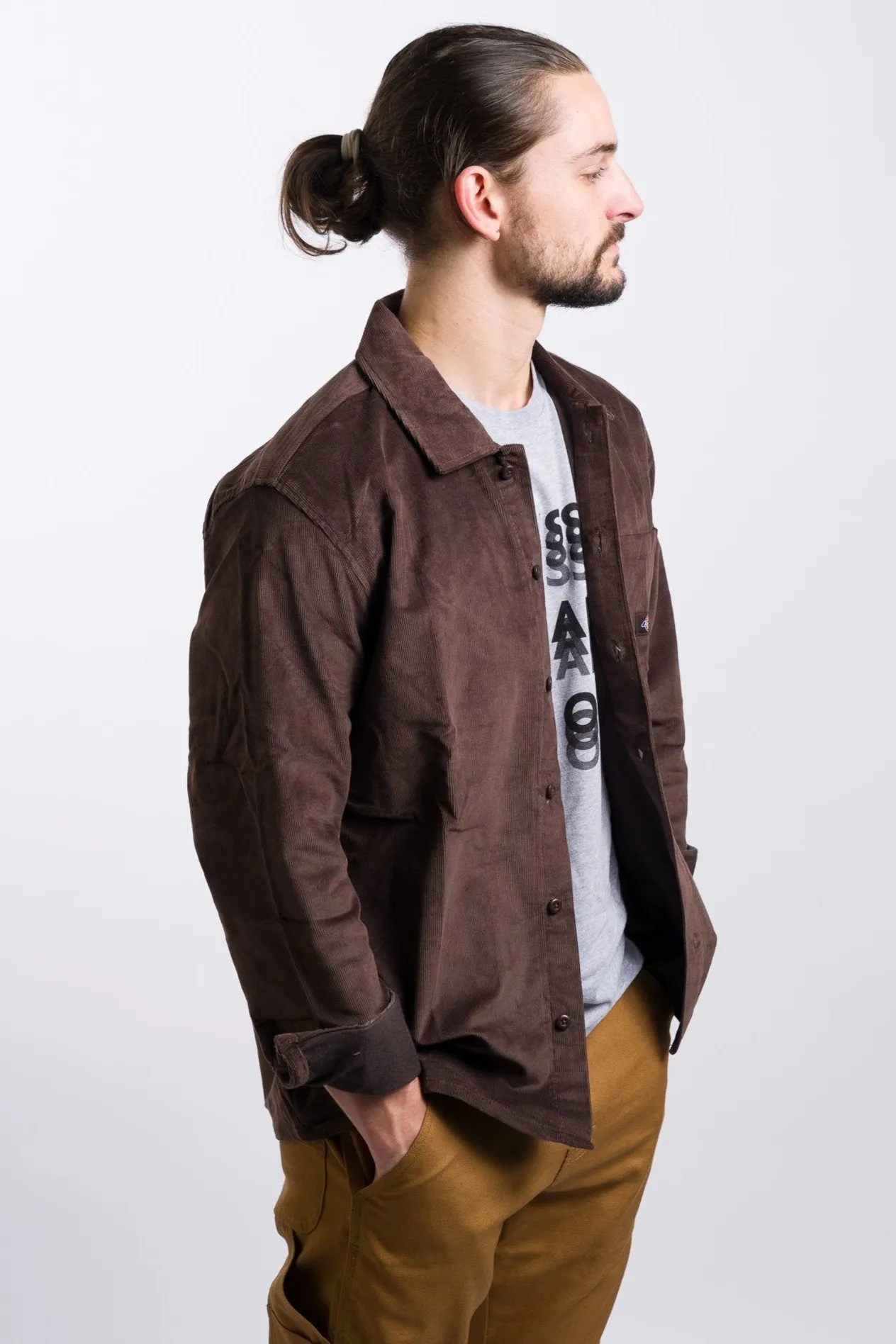 Dickies Relaxed Fit Corduroy Shirt - Chocolate Brown